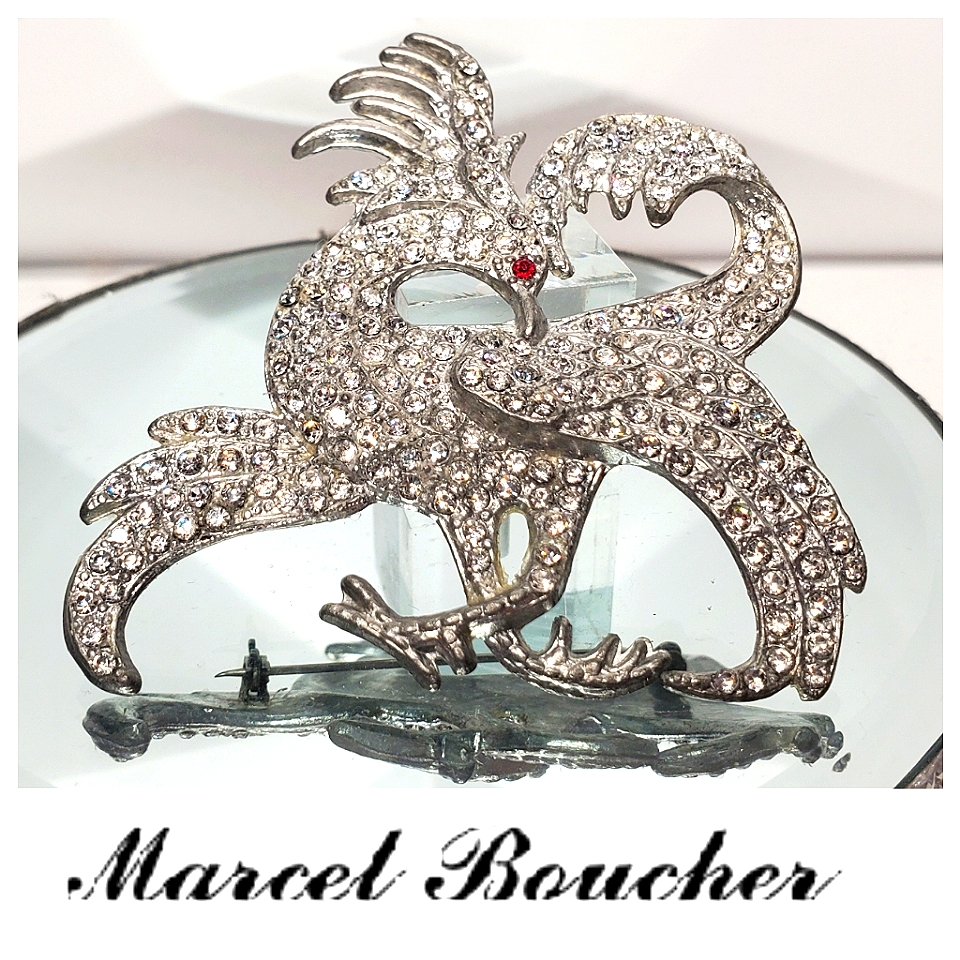 Massive & Wild Marcel Boucher Firebird Phoenix Crystal Brooch